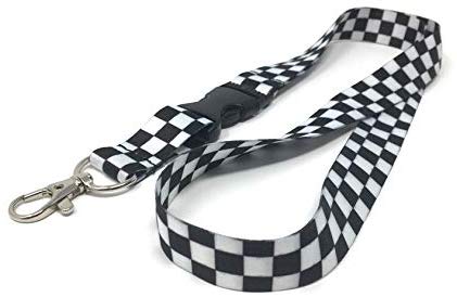 KYBA - Black & White Checkered Premium Lanyard, ID Holder, Badge Holder