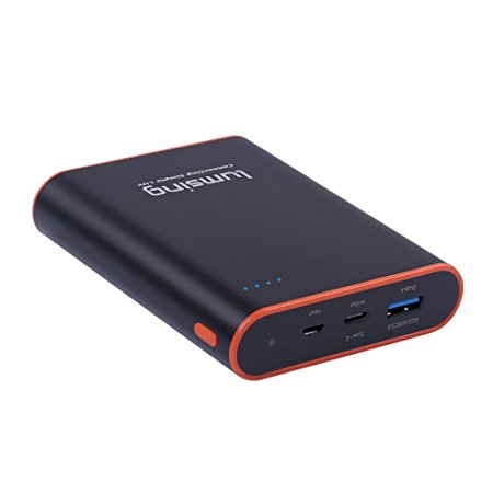 Lumsing 13400mAh Portable Charger [Quick Charge 3.0   USB C]Power Bank Dual Port External Battery Pack with QC 3.0 Technology and USB Type-C Input and Output for Smartphones and Tablets (Black)