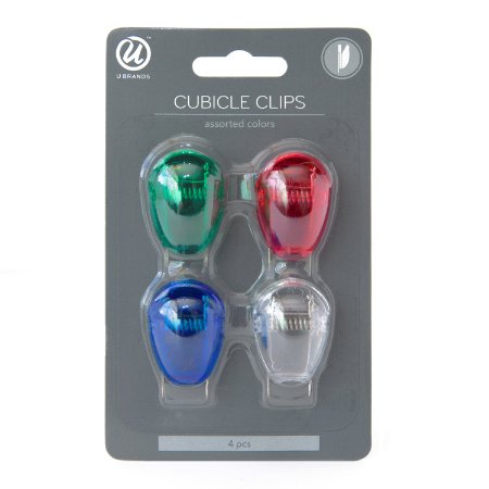 U Brands Cubicle Clips for Fabric Walls, Standard Size, Assorted Colors, 4-Count