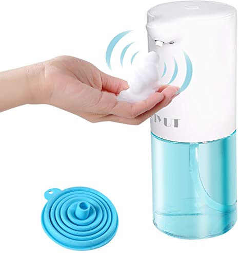 IYUT Soap Dispenser 320ml/10.8oz Touchless Foaming Soap Dispenser Hand Free Countertop Soap Dispensers with Silicone Funnel for Bathroom Kitchen Low Noise