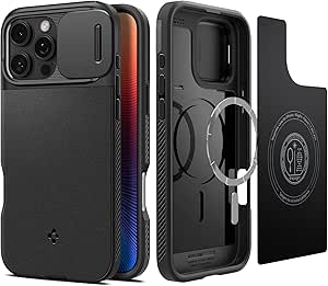 Spigen Optik Armor MagFit Designed for iPhone 16 Pro Case [Military-Grade Protection] Compatible with MagSafe - Black