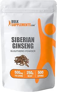 BulkSupplements.com Eleuthero Powder - Siberian Ginseng Powder, Eleutherococcus senticosus, Ginseng Herbal Supplements, Gluten Free, 500mg of per Serving, 250g (8.8 oz) (Pack of 1)