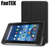 FanTEK Fire 7 2015 Case - PU Leather Hard Shell Multi-Angle Stand Magnetic Smart Cover for Amazon New Fire 5th Generation 7 Display Tablet Black