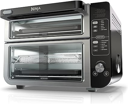 Ninja DCT401 12-in-1 Double Oven with FlexDoor, FlavorSeal & Smart Finish, Rapid Top Convection and Air Fry Bottom, Bake, Roast, Toast, Air Fry, Pizza and More, Stainless Steel