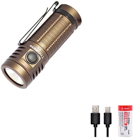 ThruNite T1 1500 Lumen Compact Rechargeable EDC Flashlight Side-Switch Mini Light with CREE XHP50 LED, Stepless Dimming, Magnetic Tailcap, Customized 18350 Battery Included, Desert Tan-CW