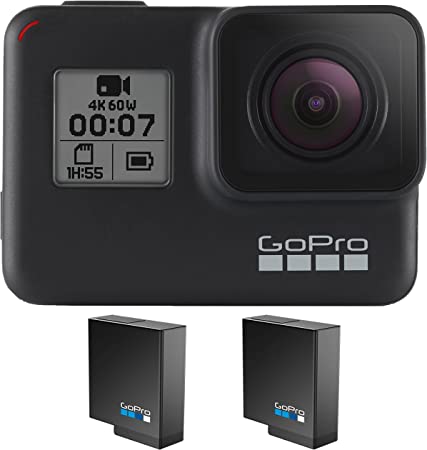 GoPro HERO7 Black   2 Extra Batteries   Lanyard Sleeve- E-Commerce Packaging - Waterproof Digital Action Camera with Touch Screen 4K HD Video 12MP Photos Live Streaming Stabilization