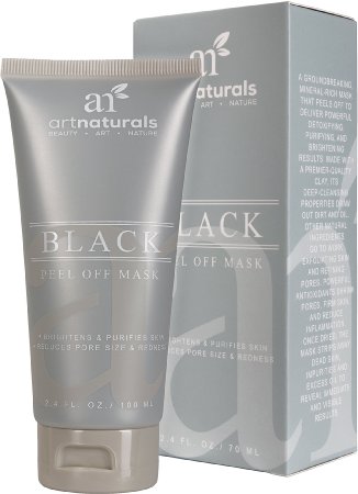Art Naturals® Blackhead, Acne & Pimple Removal Peel Off Face Mask 2.4oz -Best Black Head Remover, Purifying Deep Cleanser & Black Mud Mask - Reduce / Minimize Pore Size & Redness - For Acne Prone Skin