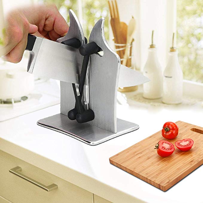 Knife sharpener, Durable Heavy with Triple-Action Austrian Tungsten Carbide Sharpens, Easy to Stand