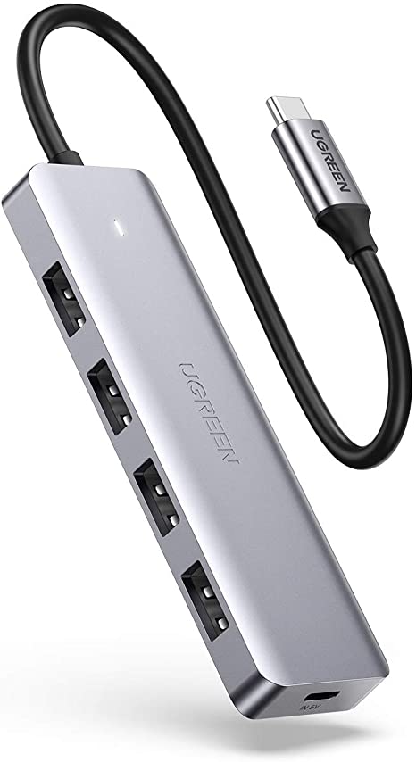 UGREEN USB C auf USB 3.0 Hub Adapter USB C auf 4 USB Ports Extra Slim kompatibel mit MacBook Pro/Air, iPad Pro/Air, Surface Go, Surface Pro 7, Mac Mini, Galaxy S21 und Anderen Type C Geräten