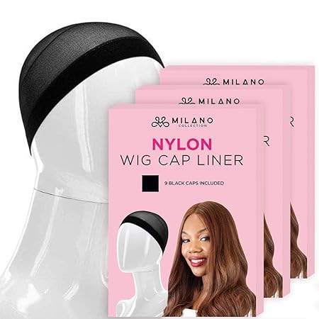 Milano Collection Wig Caps for Women | Premium Breathable, Stretchable, Nylon Bald Wig Cap Liner Stocking for Wigs and Lace Front Wigs, Hair Cap, Black, 3 Packs of 9 Caps, 27 Count