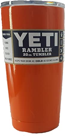 Yeti Rambler Tumbler 20-ounce, Stainless Steel, with Lid, Custom Colors (Bright Orange)