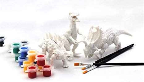 ViiPlay Art Series - Dinosaur Paint and Play Set - 3 paintable and Detachable 3D Dinosaurs
