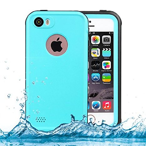 iPhone SE Waterproof Case iPhone 5s/5 Waterproof Case,Goton Full Body Sealed Waterproof Snowproof Shockproof Dirtproof Case Cover for Apple iPhone SE/5/5S - (Teal)