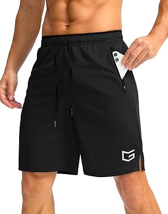 G Gradual Men's Gym Shorts wtih Zipper Pocket 9" Athletic Basketball Mesh Shorts for Men Workout Quick Dry Lightiweight