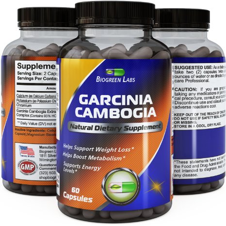 FAST ACTING HCA SUPPLEMENTS  Control Hunger Now  Garcinia Cambogia maximum weight loss pills WORKS W  ALL DIET PLANS - Biogreen Labs fast absorbing Capsules 60 capsules