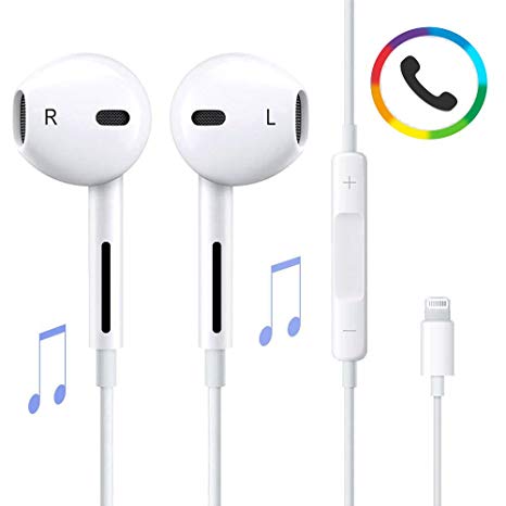 Earbuds,XiQin With Microphone Earphones Stereo Headphones and Noise Isolating headset Made for iPhone 7/7 Plus iPhone8/8Plus iPhone X (Bluetooth Connectivity) Lightning Earphones