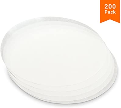 KooK Round Parchment Paper in Resealable Packaging, White (200, 9 inch)