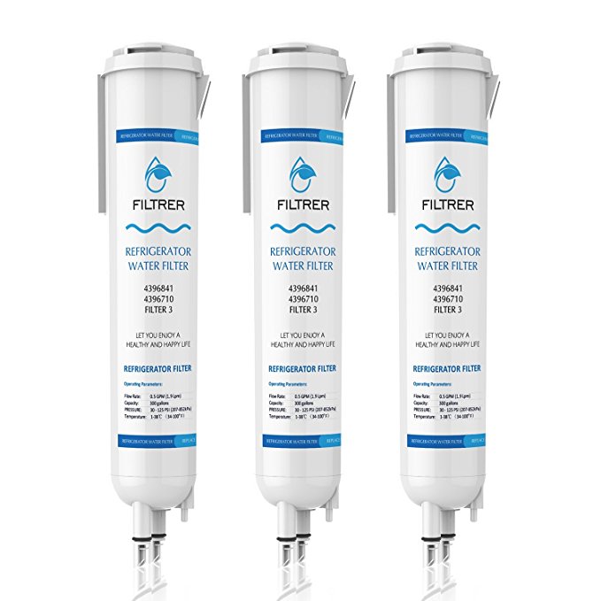 Refrigerator Water Filter for Whirlpool 4396841 4396710 EDR3RX1 Filter 3 WF2CB and Kenmore 9030 by Perfilter(White, 3packs)