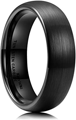 King Will Mens 2mm/4mm/6mm/8mm Black Matte Finish Tungsten Carbide Ring Domed Engagement Wedding Band Comfort Fit