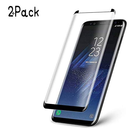 [2-Pack] Galaxy S8 Screen Protector,3D Curved Dot Matrix Screen Samsung Galaxy S8 [9H Hardness] [High Definition] Tempered Glass Screen Protector (5.8") 2018, Easy Installation(NOT S8 Plus)