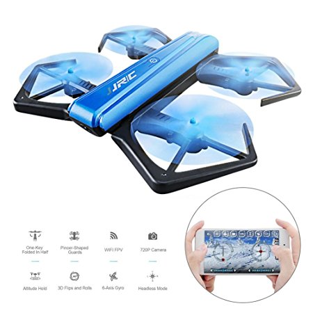 FPV Foldable Drone with Camera,Sanmersen Selfie Drone Quadcopter with WIFI FPV 720P HD Camera,APP Control,Altitude Hold, and Headless Mode Function RC Helicopter Drones