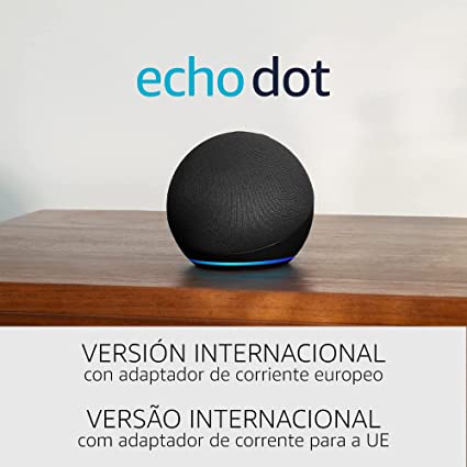 Nuevo Echo Dot (5.ª generación, modelo de 2022) | versión internacional | Altavoz inteligente con Alexa | Antracita | No disponible en portugués (Portugal)