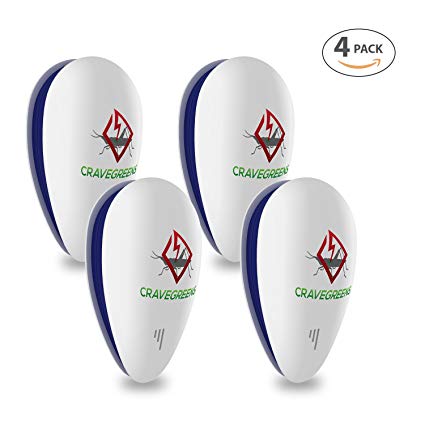 Cravegreens Set of 4 Onpoint Pest Control Ultrasonic Repeller -Electronic Plug -In Repeller for Insects- Best Repellent for, Cockroach, Rodents, Flies, Roaches, Spiders, Fleas, Mice By Pest Soldier