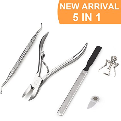 Ingrown Toenail Kit, 5PCS Premium Stainless Steel Pedicure Tools Manicure Nail Clipper Corrector File Lifter