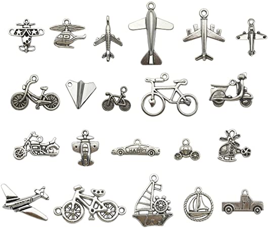 Travel Transportation Charm Collection-100g Craft Supplies Car Plane Charms Pendants for Crafting, Jewelry Findings Making Accessory for DIY Necklace Bracelet Earrings (M098)