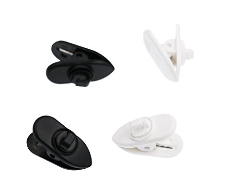 Clips for Headphone, Earphone Cable Clip, ALXCD 360 Degree Rotate Earphone Cable Clothing Clip , 2 Pcs White & 2 Pcs Black Clips for Most Monster, Sony, Sennheiser and Plantronics Headset, Pack of 4