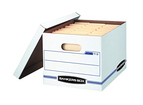 Bankers Box Stor/File Storage Box with Lift-Off Lid, Letter/Legal, 12 x 10 x 15 Inches, White, 6 Pack (0071303)