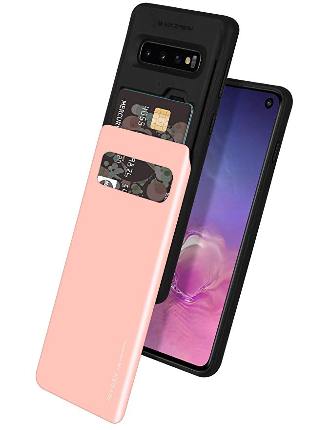 Goospery Galaxy S10 Case [Sliding Card Holder] Protective Dual Layer Bumper [TPU PC] Cover with Card Slot Wallet for Samsung Galaxy S10 (Rose Gold) S10-SKY-RGLD