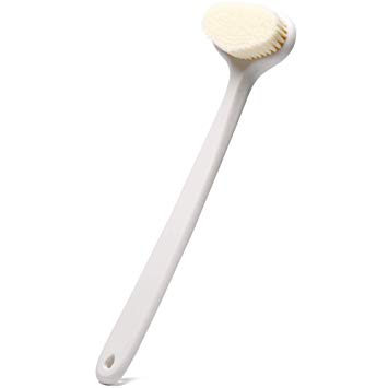 Bath Body Brush with Comfy Bristles Long Handle Gentle Exfoliation Improve Skin's Health and Beauty Shower Wet or Dry Brushing for Back Scrubber (White)