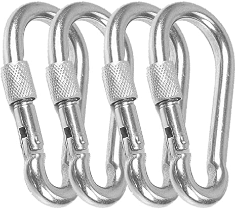 mnxo SUS304 Stainless Steel Heavy Duty 1000LBS Carabiners Clip with Security Screw Lock