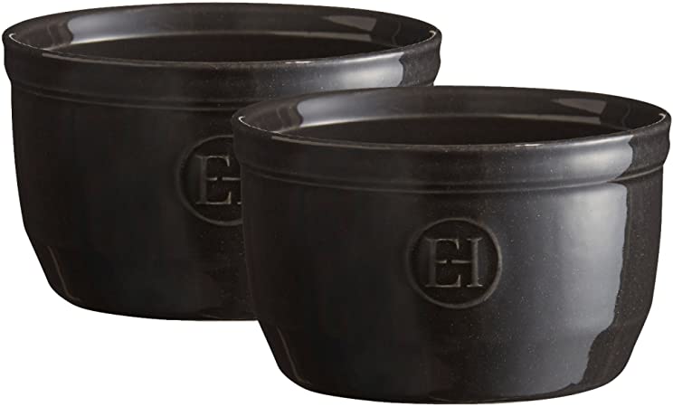 Emile Henry Made in France 8.5 oz Ramekin (Set of 2), 4" by 2"5', Charcoal