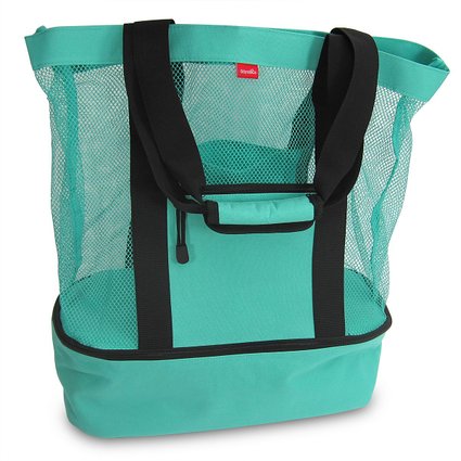 Aruba Mesh Beach Tote Bag with Insulated Picnic Cooler - Large
