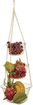 Fox Run Gold 3-Tier Kitchen Hanging Fruit Basket, 32-Inches