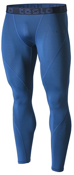 Tesla Men's Mesh-Panel Compression Pants Baselayer Cool Dry Sports Tights Leggings TUP109 / MUP79 / P16