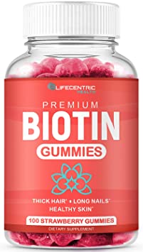 (100 Count) Biotin Gummies for Hair Growth - Max Strength Biotin 10000mcg Prevents Thinning & Loss | Chewable Biotin Supplement for Women Men & Kids | Vegan Hair Gummies for Hair Skin and Nails