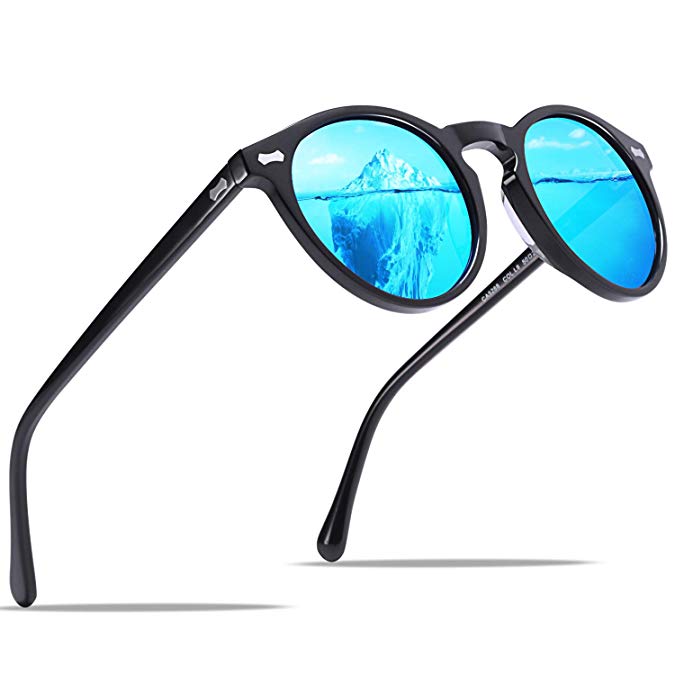 Carfia Vintage Polarized Sunglasses for Men Women UV400 Protection Acetate Frame