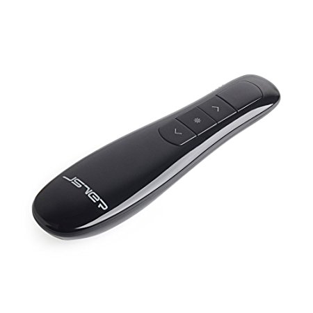 JSVER Wireless Presenter Laser Pointer RF 2.4GHz Rechargeable Keynote Remote Control PowerPoint PPT Clicker with USB Charging Cable