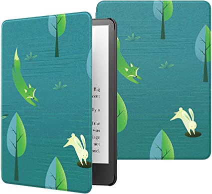 MoKo Case for 6.8" Kindle Paperwhite (11th Generation-2021) and Kindle Paperwhite Signature Edition, Lightweight Shell Cover with Auto Wake/Sleep for Kindle Paperwhite 2021, Fox & Rabbit Indigo