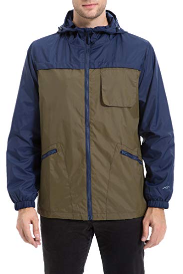TRAILSIDE SUPPLY CO. Men's Water-Resistant Windbreaker Jacket Hooded