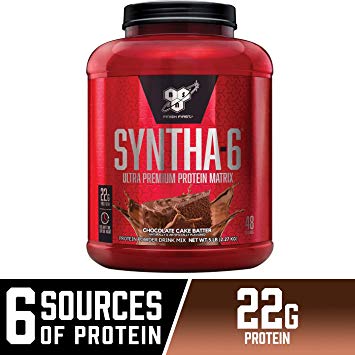 BSN SYNTHA-6 Whey Protein Powder, Micellar Casein, Milk Protein Isolate Powder, Chocolate Cake Batter, 48 Servings (Package May Vary)