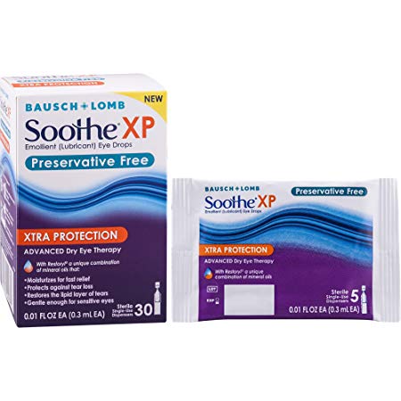 Soothe Xtra Protection Preservative Free Emollient Lubricant Eye Drops, 30 Count