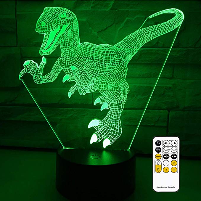 Night Light 7 Colors Changing with Remote Night Lights for Kids Room Décor or Perfect Gift for Kids by eTongtop (Dinosaur)