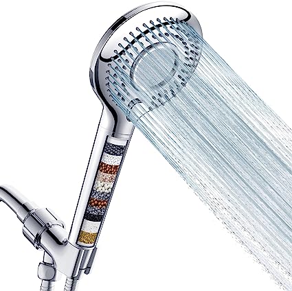 Handheld Shower Head with Filter, FEELSO High Pressure 3 Spray Mode Showerhead with 60" Hose, Bracket and 15 Stage Water Softener Filters for Hard Water Remove Chlorine and Harmful Substance
