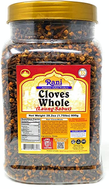 Rani Cloves Whole (Laung) 28oz (800g) Great for Food, Tea, Pomander Balls and Potpourri, Hand Selected, Spice ~ Bulk, PET Jar, All Natural | Non-GMO | Vegan | Gluten Friendly | Indian Origin