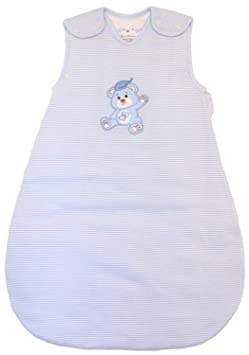Baby Sleeping Bag - Wearable Blanket, 100% Cotton, Blue Stripes, Winter Model, 2.5 Tog (Small (3 - 11 mos))