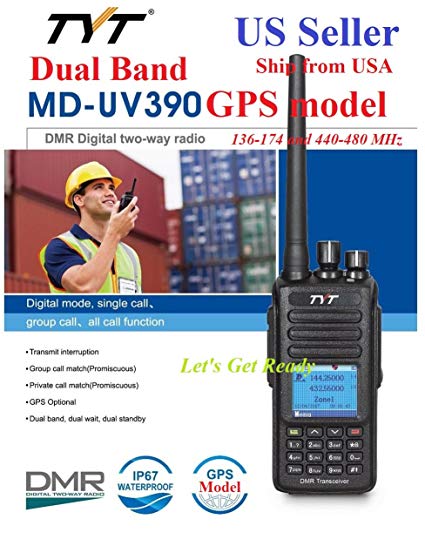 TYT MD-UV390 GPS IP67 Version Dual Band 136-174 & 400-480 MHz DMR Digital/Analog Radio